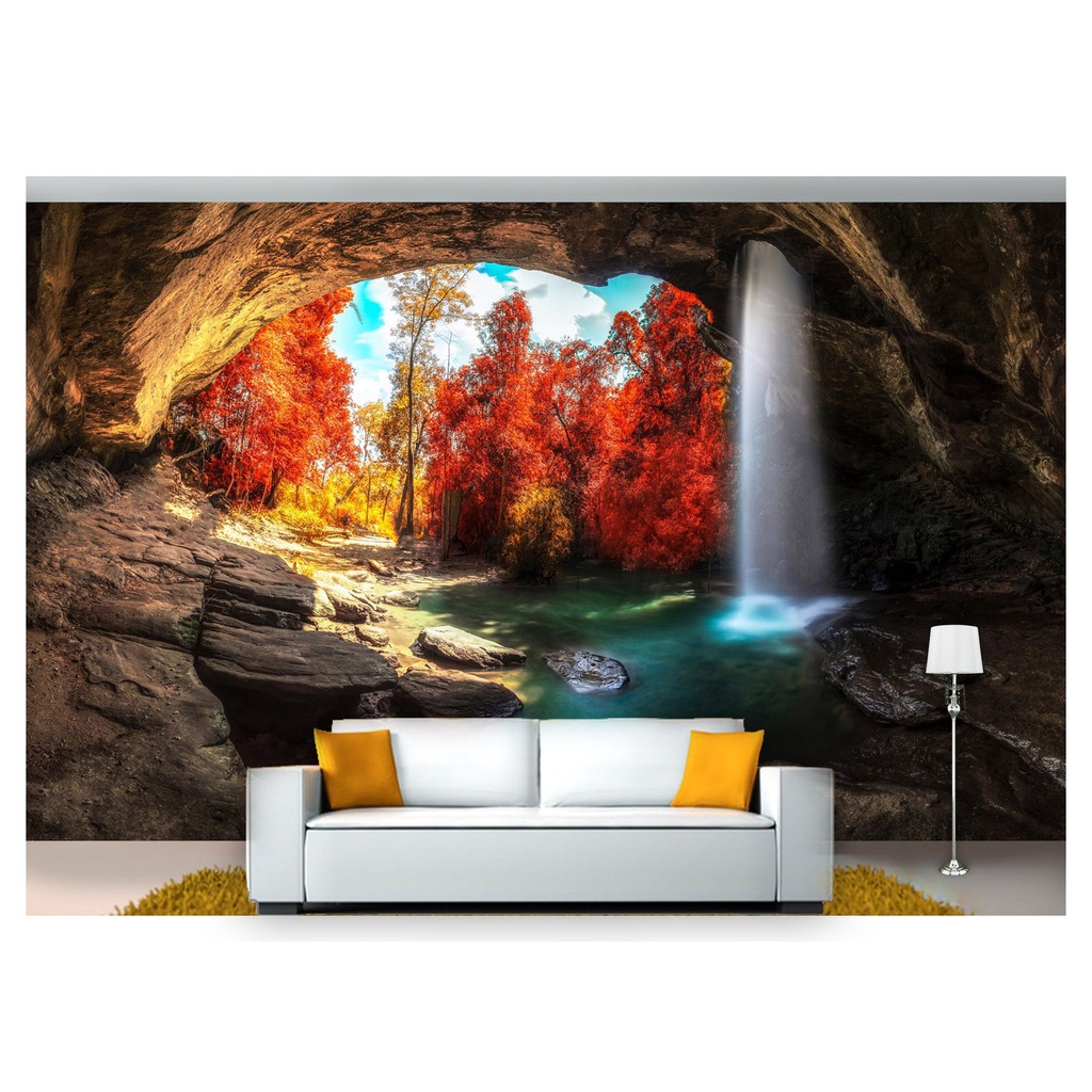 papel de parede Cachoeira Natureza Mata 3D m² NCH200
