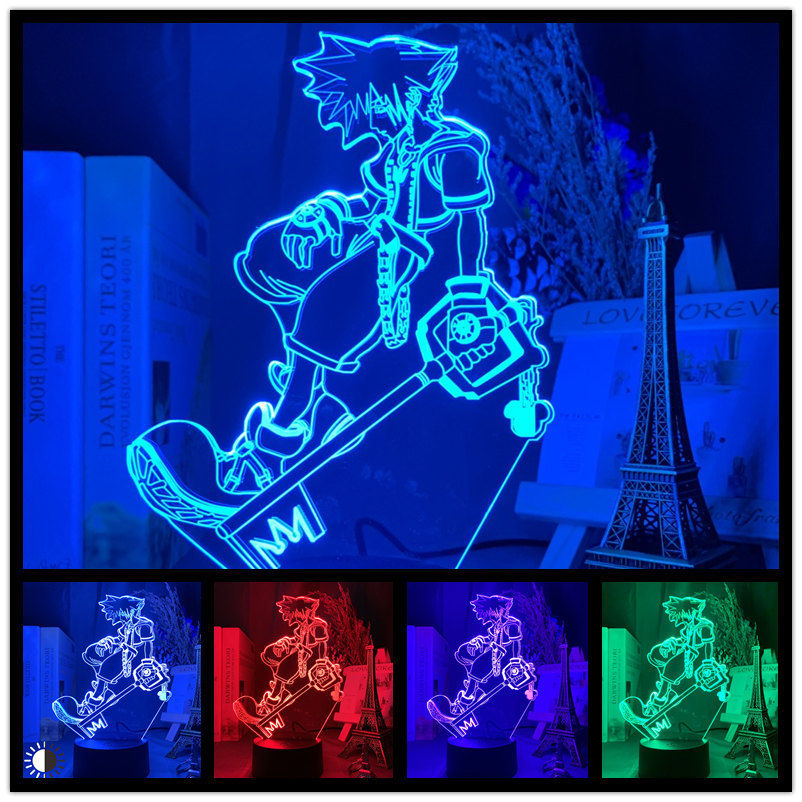 Game Kingdom Hearts Sora Keyblade Night Light LED Color Changing