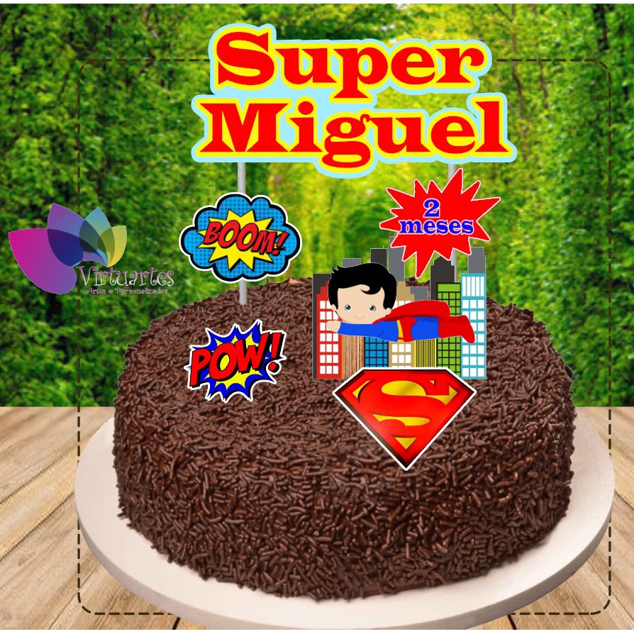 Topo de Bolo Topper de Bolo Personalizado Super man cut1
