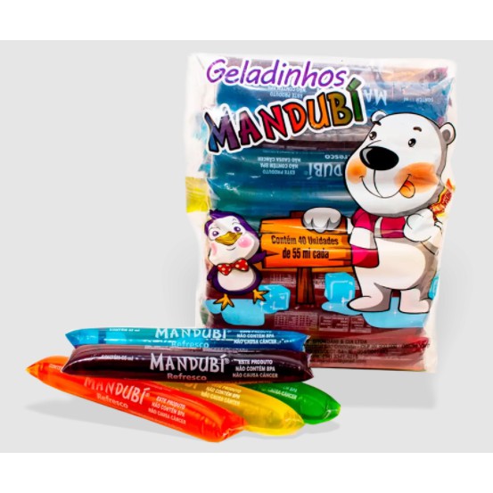 Geladinho Sacolé 40un de 55ml Mandubi Atacado Gelinho Dindim Chup Chup
