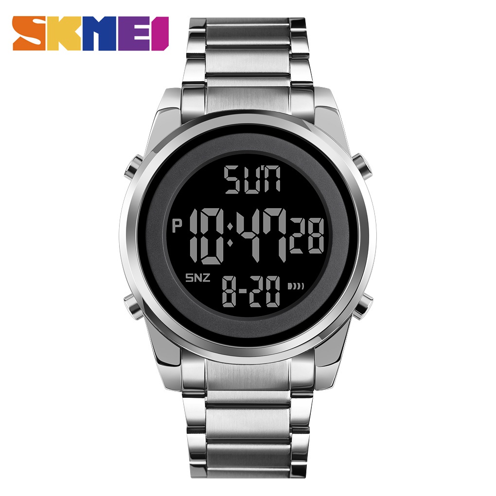 SKMEI Relógio masculino Top de luxo com tela de LED, pulseira de aço, relógio esportivo de luxo à prova d'água - Watches