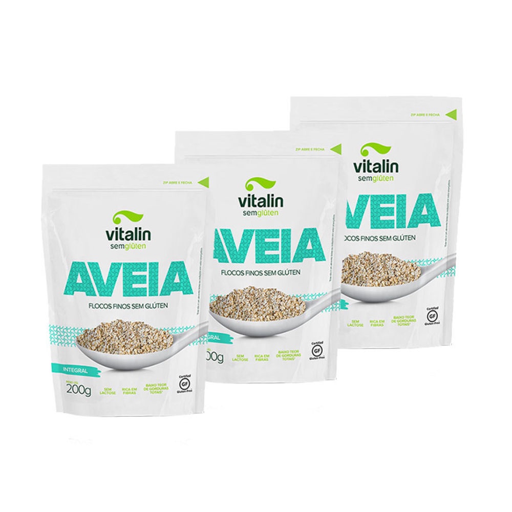 Kit 3X Aveia Flocos Finos Sem Glúten 200G em Oferta na Shopee