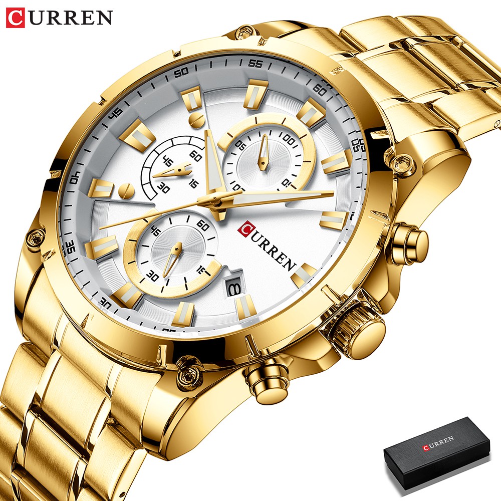 CURREN Relógio Masculino Cronógrafo Criativo Luxo Casual Esporte Quartz Aço Inoxidável À Prova D'água 8360