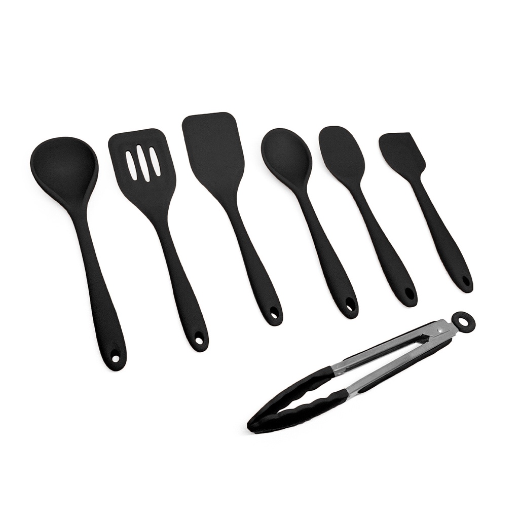 Kit de Utensílios de Silicone com 7 peças Preto - OIKOS