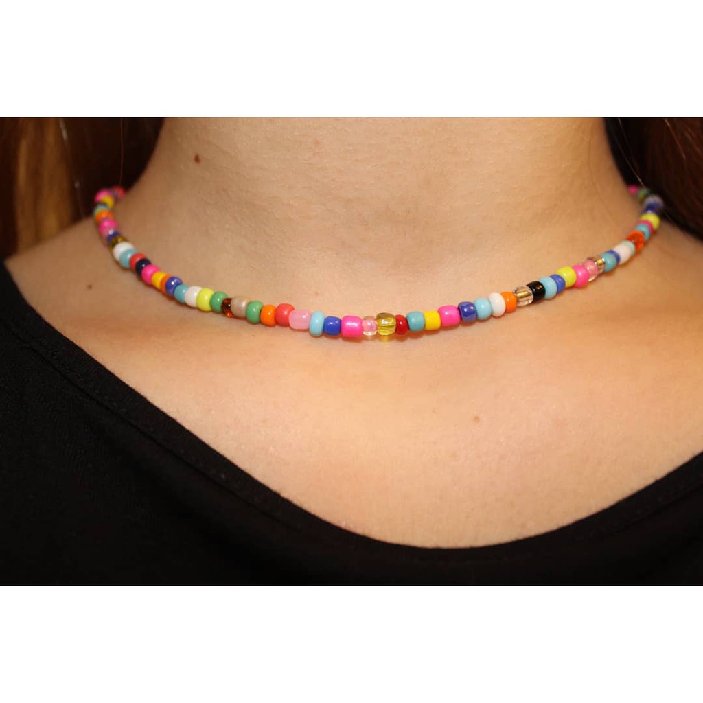 colar choker gargantilha com miçangas coloridas | Shopee Brasil