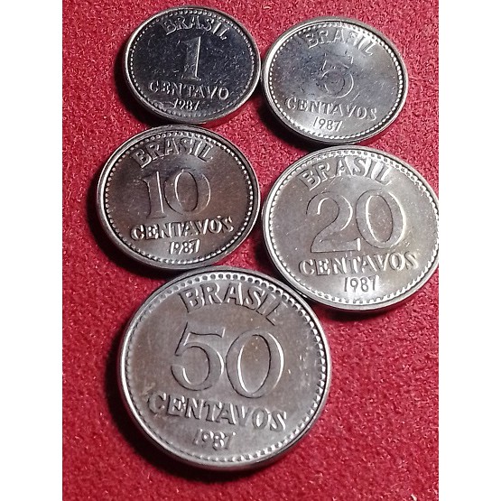 kit 1987 1, 5, 10, 20, 50 centavos 1987 ( Item de Coleção )
