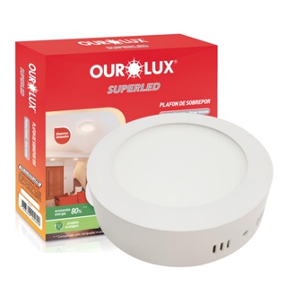 Plafon Led Sobrepor Redondo 18W 6400K Luz Branca Ourolux em Oferta na Shopee