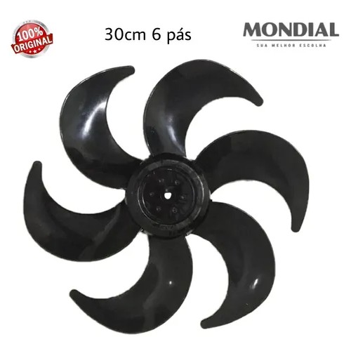 Hélice Mondial 30cm 6 Pás Maxxi Power - Preta