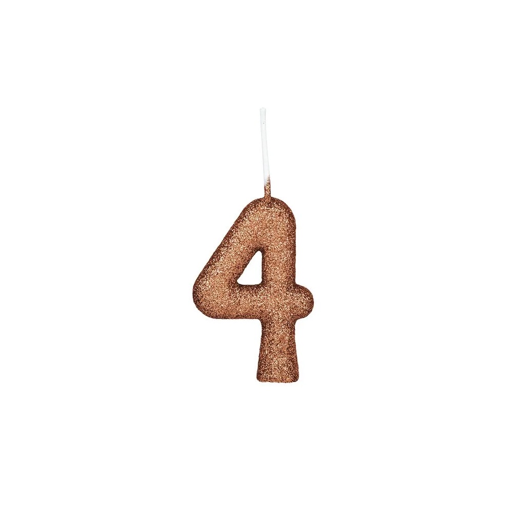Vela Glitter Rose Gold - 01 Unidade - Regina - Rizzo - Número: 4 - Home & Living