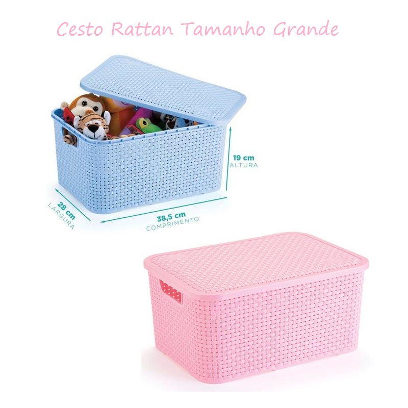 Caixa Organizadora Rattan Linha Baby Rosa ou Azul Nitron