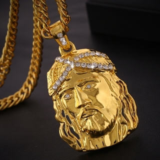 Men/Women Golden Big Jesus Pendant Necklace De 24 Polegadas De Comprimento De Corrente Hip Hop Diamond Party Religioso Pingente Jóias