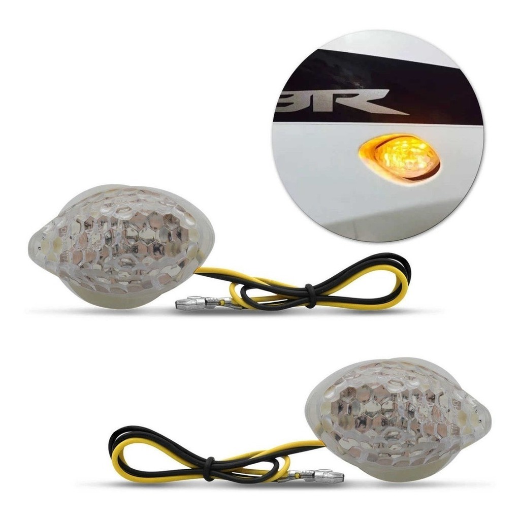 Par Pisca Seta de Led Embutir Carenagem Motos Cbr 1000 600 Honda Cristal - 16342