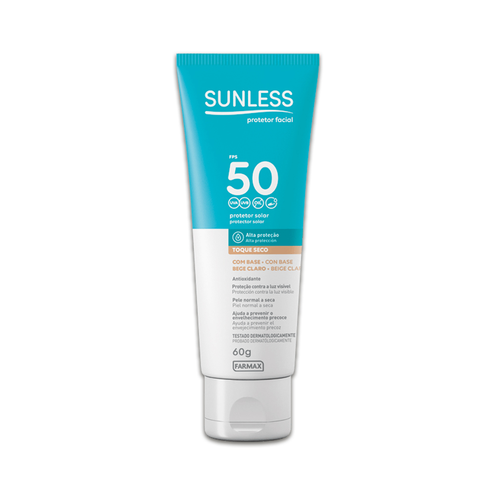 Protetor Solar Facial Sunless Bege Claro FPS50 60G Farmax