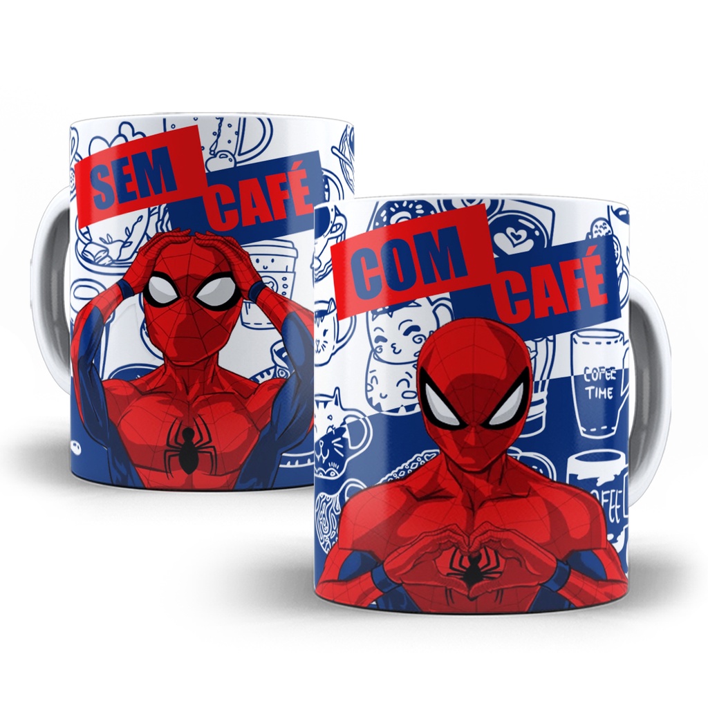 Caneca Homem Aranha Com Café Sem Café Porcelana Modelo 2 em Oferta na Shopee