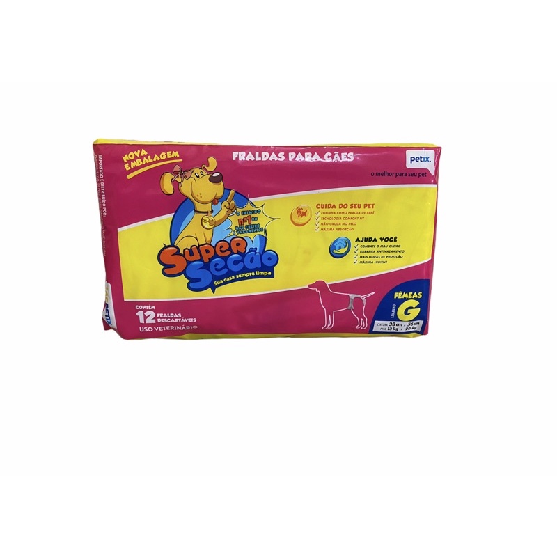 Fralda Super Secão G Fêmea Descartável Pet Cachorro Cães