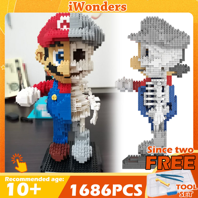 Nano Blocos Super Mario Lego Building Blocks Jogo Cena Abelha Esqueleto Crianças Adulto DIY Modelo Blocos de construção