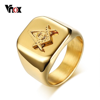 Vnox Gold Tone Anel Mágico Dos Homens Quadrados Livre Mason Anel De Alta Polido De Aço Inoxidável Grande Anel Masculino em Oferta na Shopee