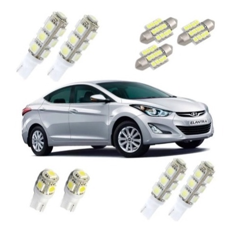 Kit Lampadas Led Elantra Teto Placa Ré Torpedo Luz Branca