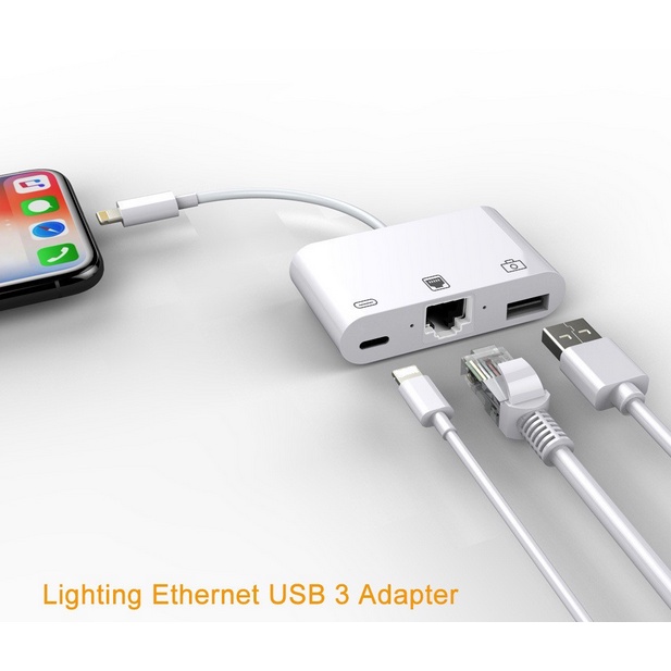 Lightning to Ethernet Adapter with Charging for iPhone/iPad [Apple MFi Certified] 2 in 1 RJ45 Ethernet High Speed iPhone LAN Network Adapter Support 100 Mbps Ethernet Network
