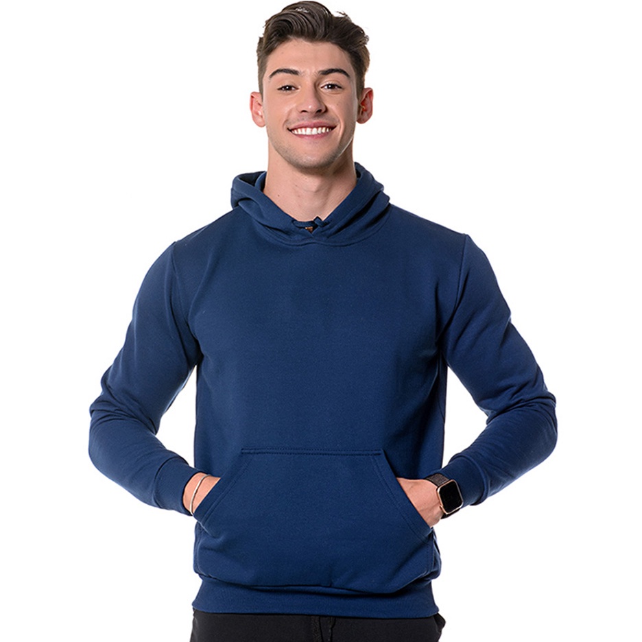 Blusa Moletom Canguru Sem Estampa Masculino Casaco De Frio Quentinha com Capuz Capote e Bolsos