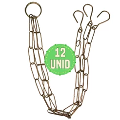 Kit 12 Correntes Tripla 64cm Aço P/ Vasos Suspensos Plantas
