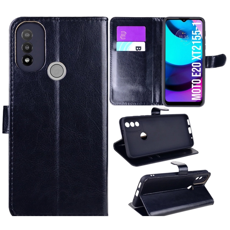 Capa para Moto E20 / E30 / E40 - XT2159 / XT2155 - Carteira Flip Motorola Lenovo Wallet Capinha Cover Case Película Vidro Temperado