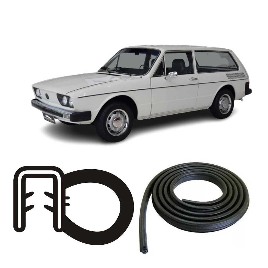 BORRACHA DE PORTA DIANTEIRA PRETA SEM ABA VW BRASILIA 73/82