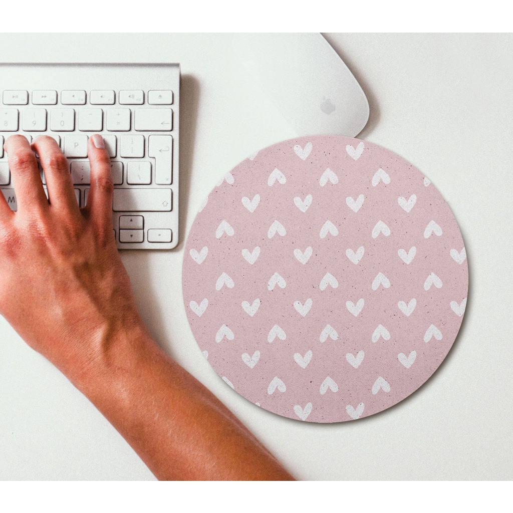 Mouse pad redondo Corações rose textura