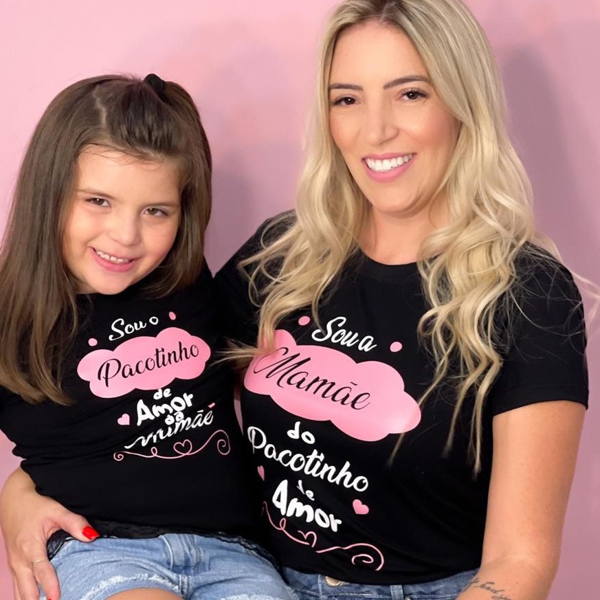 Kit Camiseta Feminina Personalizada Tal Mãe Tal Filha Pacotinho da Mamãe