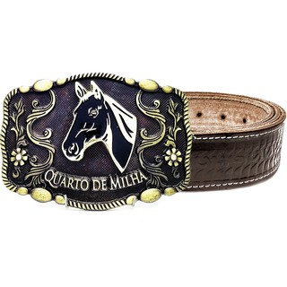Cinto Quarto de Milha Couro Legitimo Original com Fivela Cavalo Cavalgada CV