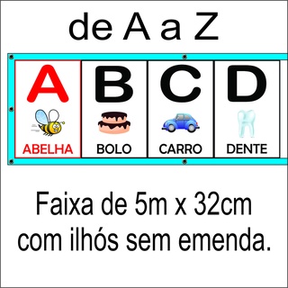 Faixa Alfabeto em Lona Ilustrado Letra Bastão (Letra Caixa Alta) medindo 5 metros