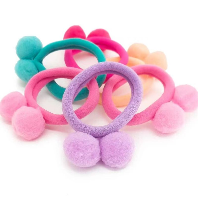Kit 48 Elástico com pom pom xuxinhas rabicó para cabelo Com Enfeite cor aleatorio
