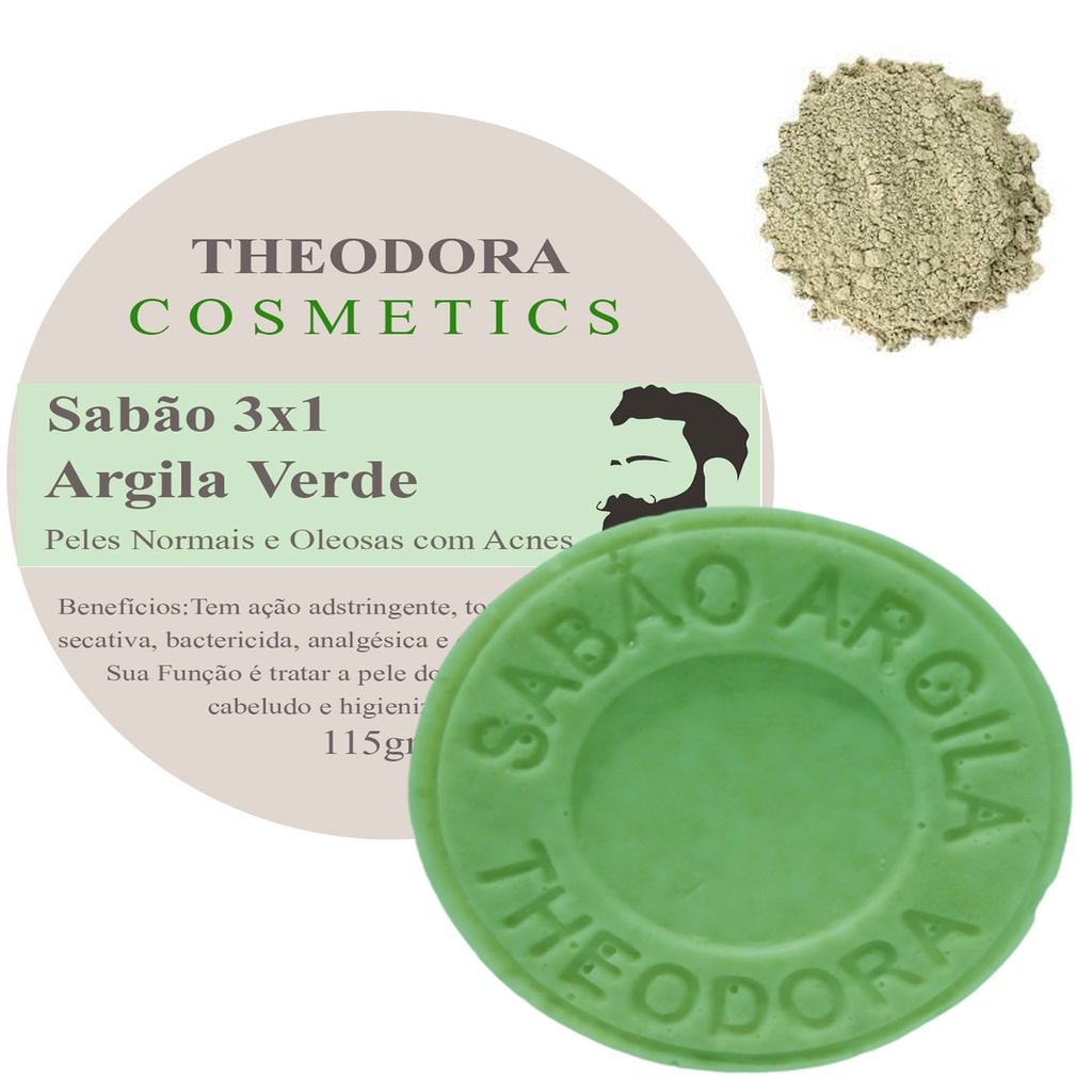 Shampoo Sabonete Solido Artesanal Argila Verde Masculino 120grs