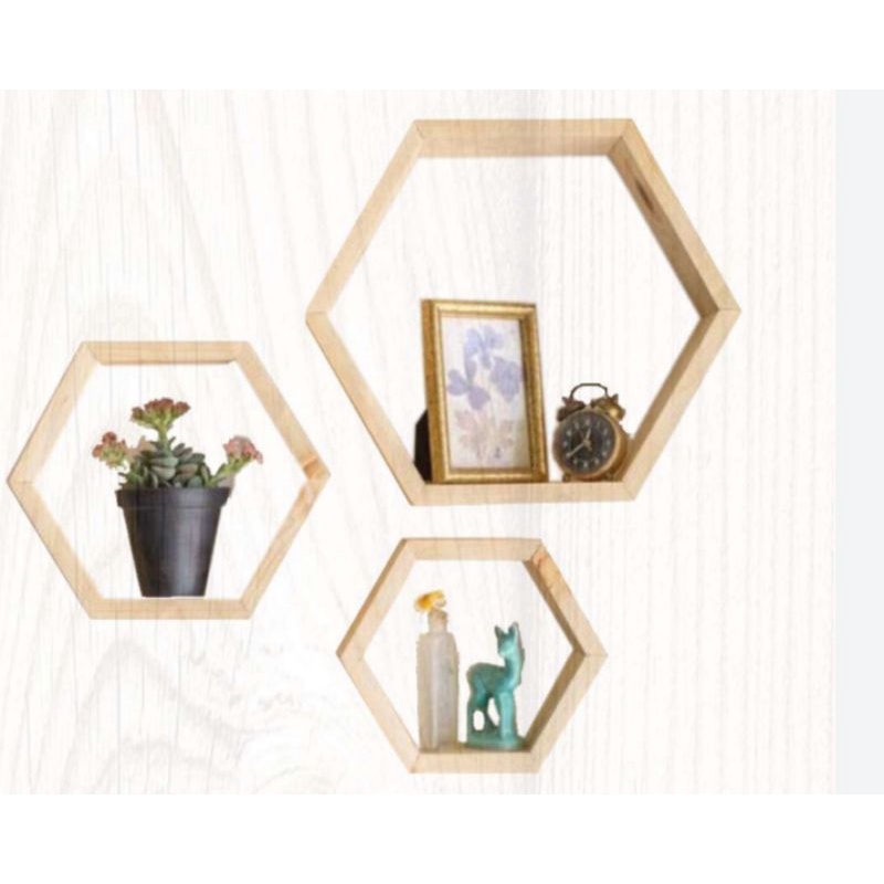 Nicho Madeira kit 3 Peças Decoração, Suporte Suculentas, Floreira, porta retrato SEXTAVADO