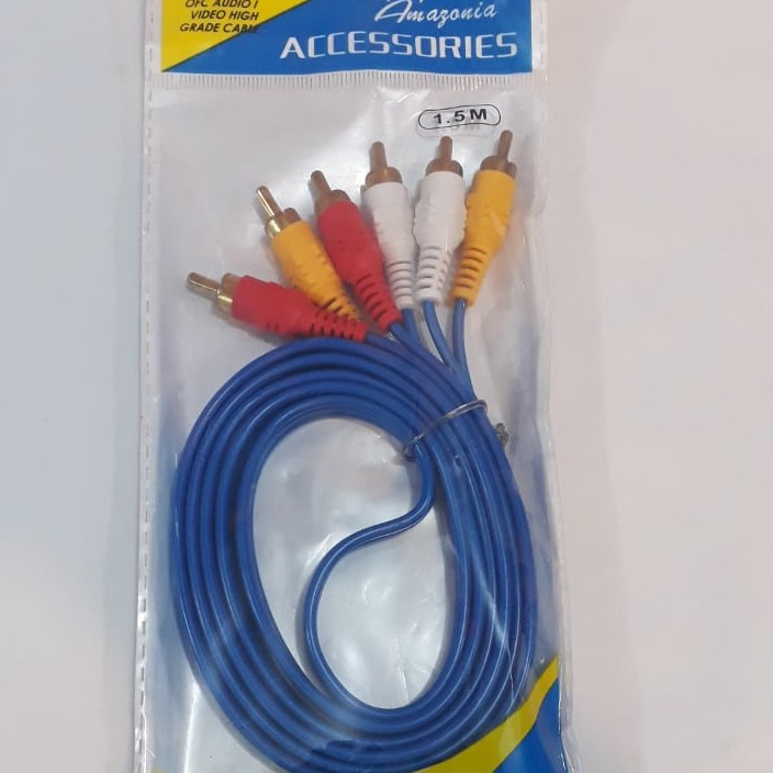 Cabo Rca 3 + 3 Rca Amarelo Branco Vermelho Tv Dvd Home Theater 1,5m SUPER RESISTENTE