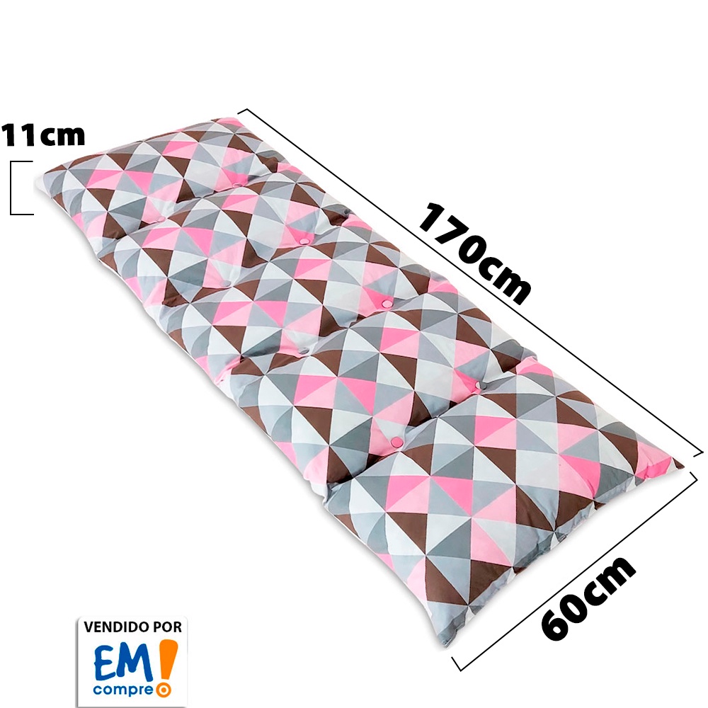 Detalhes do Futon Almofada Dobrável De Espuma Solteiro Geométrico Rosa - Emcompre Bf Colchões