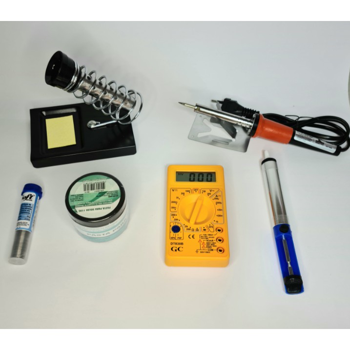 Kit completo de solda Ferro de Solda 60w / 55w 220V Suporte Multímetro Digital profissional sugador pasta de solda e estanho 25G para solda eletrônica