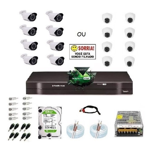 Kit 8 Cameras 1080p Full Hd Infra Dvr 8 Intelbras Mhdx 2tb atacado Desconto no Preço