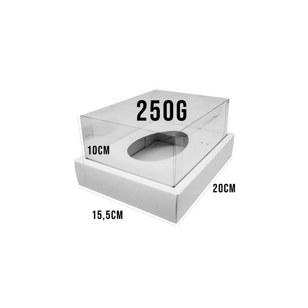 Caixa Ovo de Colher com Moldura 250g - Branca - 5 Unidades (20x15,5x10cm) - ASSK