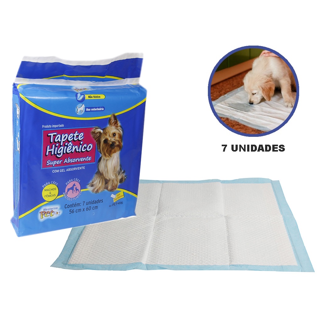 Tapete Higiênico Descartável Para Cães 7 e 30 Unidades 56X60 cm Western Pet 416