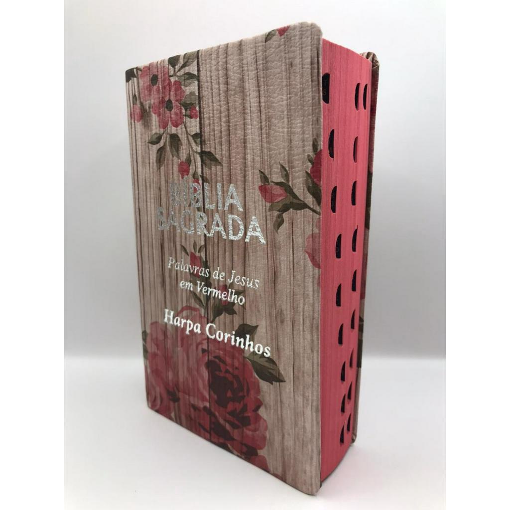 biblia sagrada Tamanho médio 12,5x19 cm Com Harpa palavras de Jesus em vermelho Capa romantic em Oferta na Shopee