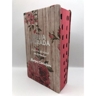 biblia sagrada Tamanho médio 12,5x19 cm Com Harpa palavras de Jesus em vermelho Capa romantic em Oferta na Shopee
