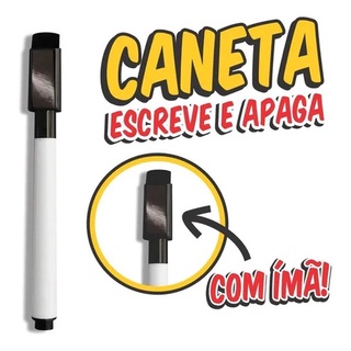 3 Canetas Preta Para Quadro Branco C/ Apagador Com Ímã