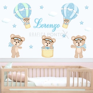 KIT Adesivos de Parede Ursinho Baloeiro Decoração de Quarto Infantil