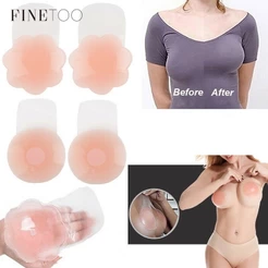 Finetooo Lift Push Up Bra 1-6Pairs Tampa De Mamilo Lavável De Silicone Invisível À Prova D'água Adesivo