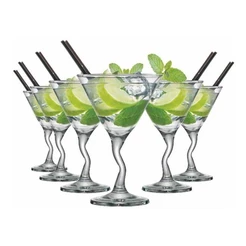Jogo de Taças de Vidro Twister Martini Para Drink 225ml 6 Pcs - Ruvolo