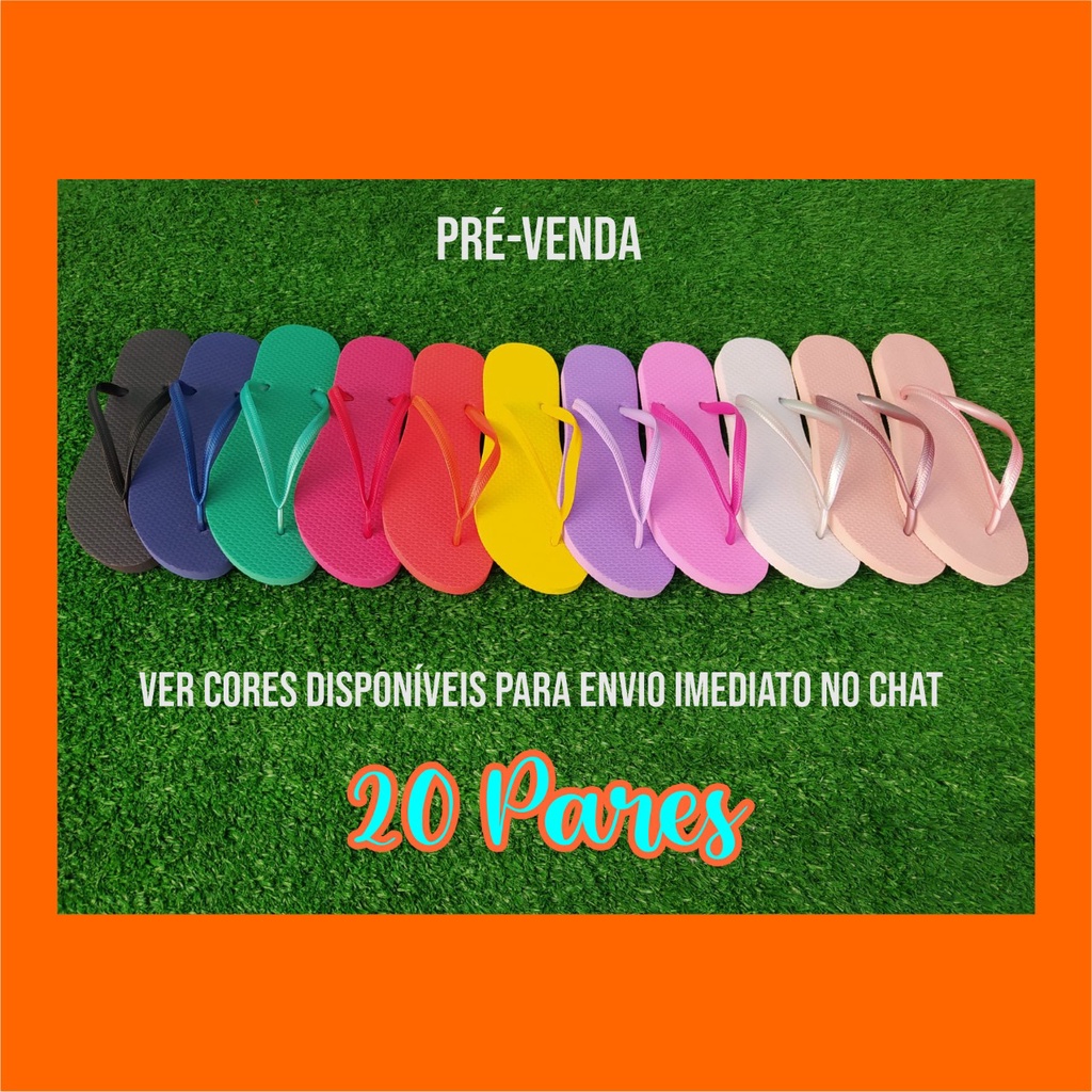 Lote 20 Chinelos Femininos Slin Colors