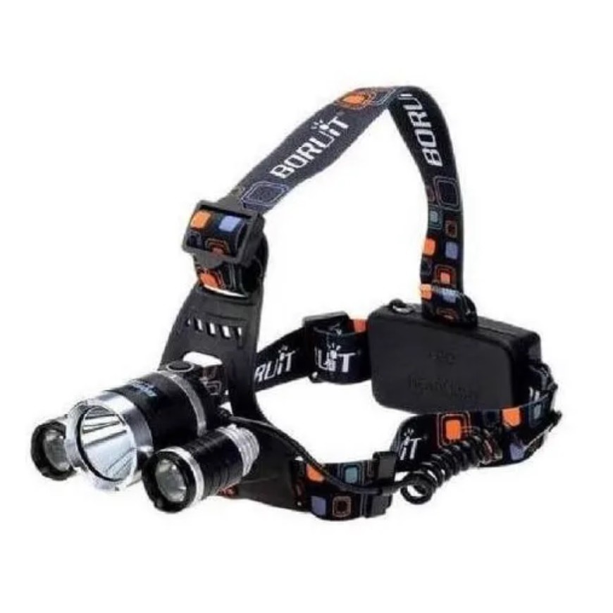 Lanterna Farol De Cabeça Com 3 Led Cree T6 com 2 Baterias Recarregáveis
