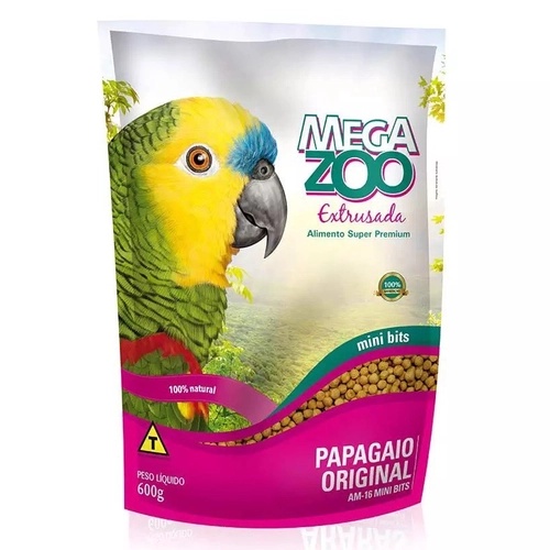 Ração Extrusada Papagaio Am-16 Mini Bits 600g - Megazoo em Oferta na Shopee