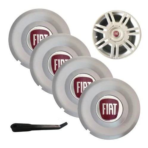 Jogo Calota Central Fiat Tampa de Roda Stilo Wolverine Idea Aro 15/16 4 Peças